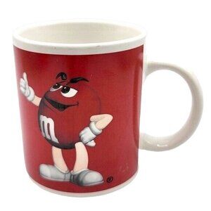 M&M Red Candy Coffee Mug 3.75" Angry Ceramic Handle Cyrk VTG Collectible
